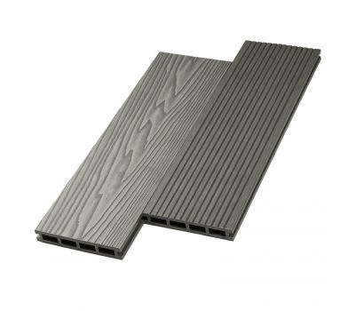 Террасная доска ДПК двусторонняя New 3D тиснение + вельвет Серый от производителя  NanoWood по цене 495 р Террасная доска ДПК двусторонняя New 3D тиснение + вельвет Серый от производителя  NanoWood по цене 495 р