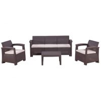 Диван и кресла RATTAN Comfort 5 Венге. Подушки бежевые. Диван и кресла RATTAN Comfort 5 Венге. Подушки бежевые.